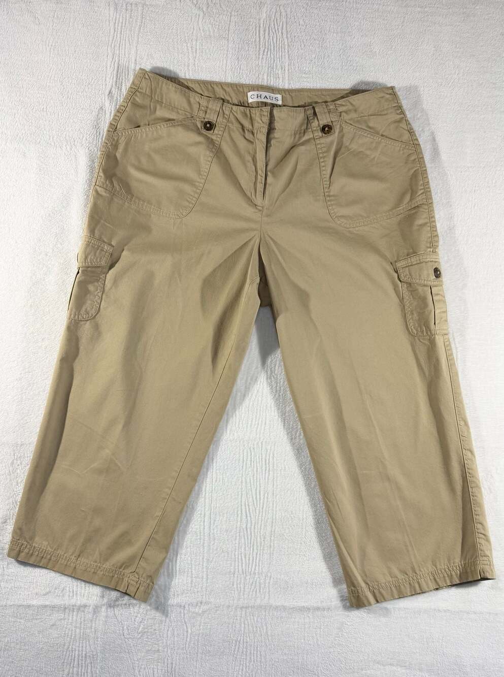 Chaus Women's Size 14 Khaki Cargo Capri Pants
